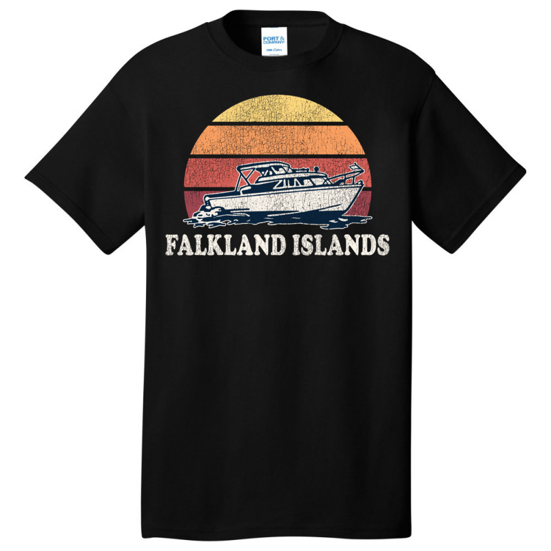 Falkland Islands Vintage Boating 70s Retro Boat Design Long Sleeve Basic T-shirt by WarrenERand | Artistshot