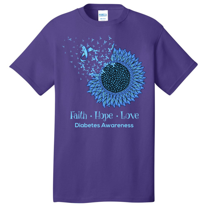 Sunflower Faith Hope Love Diabetes Awareness Diabetic Gifts Long Sleev Basic T-shirt | Artistshot