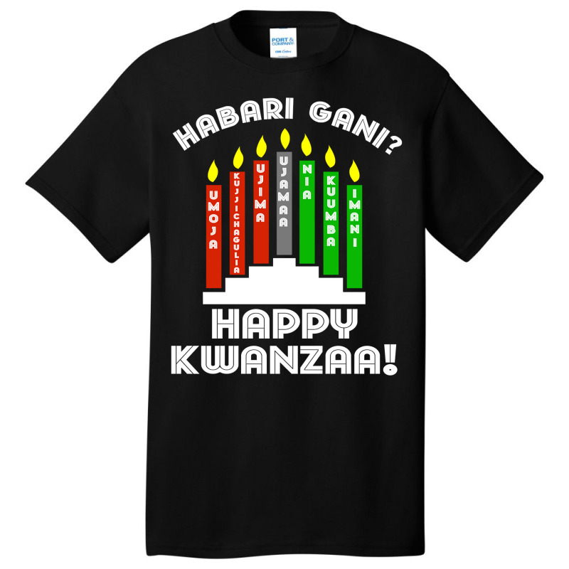 Habari Gani Happy Kwanzaa African American 7 Principles Long Sleeve T Basic T-shirt by ayedencoplon | Artistshot