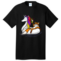 Fox Riding Unicorn Float Pool Party Funny Basic T-shirt | Artistshot