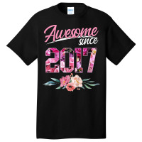 Kids 6 Year Old Floral Birthday Tee Awesome Since 2017 Girls T Shirt Basic T-shirt | Artistshot