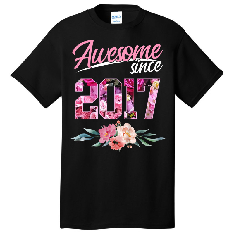 Kids 6 Year Old Floral Birthday Tee Awesome Since 2017 Girls T Shirt Basic T-shirt | Artistshot