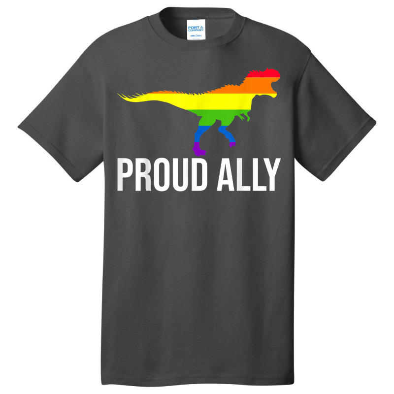 Proud Ally Pride Shirt Gay Lgbt Day Month Dino Rainbow Basic T-shirt | Artistshot