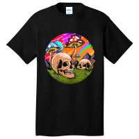 Psychedelic World Hippie Trippy Skull Mushroom Mycologist 42 Basic T-shirt | Artistshot