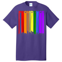 Providence Rhode Island Skyline Rainbow Lgbt Gay Pride Shirt Basic T-shirt | Artistshot