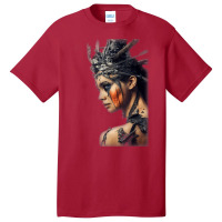 Beautiful Woman Warrior Wearing Damaged Scales A Battle T Shirt Basic T-shirt | Artistshot