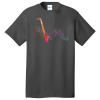 Colorful Bass Clarinet On Music Sheet Contrabass Clarinetist Basic T-shirt | Artistshot