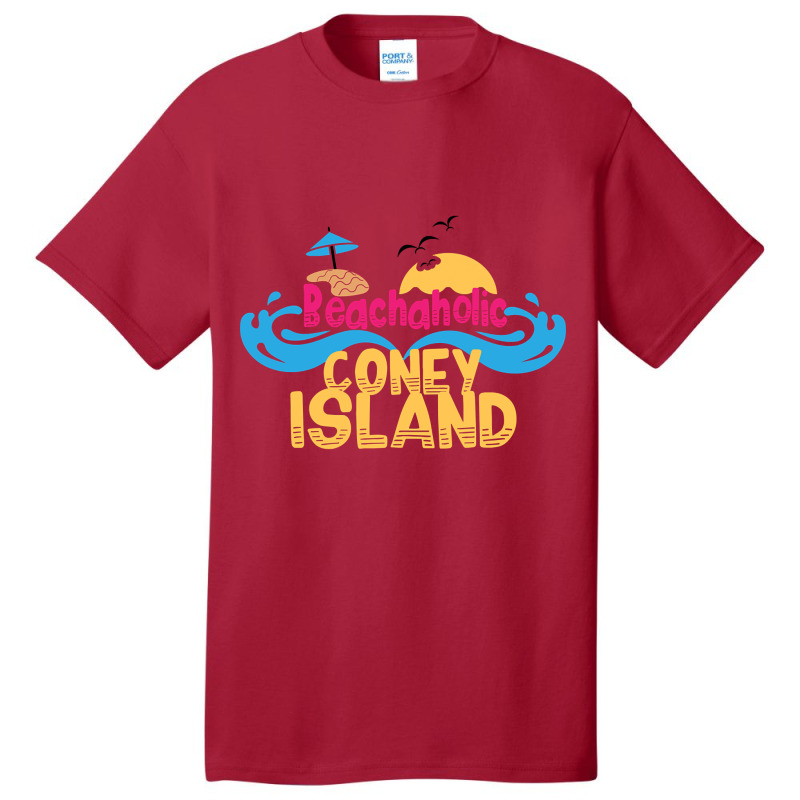 Beachaholic In Coney Island, Usa Basic T-shirt by declangreenwood | Artistshot