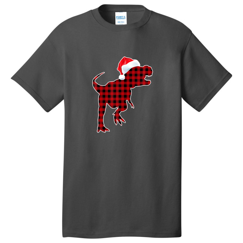 Red Plaid Dinosaur Christmas Pajamas T Rex Xmas Men Boy Kids Basic T-shirt by rakinybluvic | Artistshot