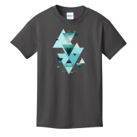 Geometric Triangle Compilation In Teal Basic Youth T-shirt | Artistshot