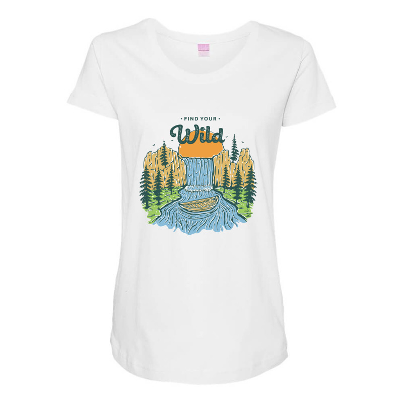 Find Your Wild, Waterfall Explore Maternity Scoop Neck T-shirt by Mangustudio | Artistshot