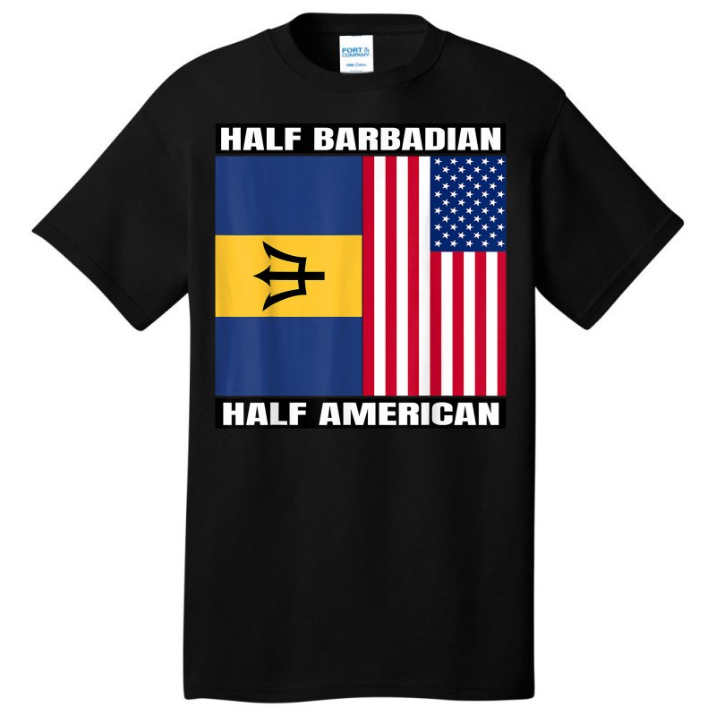 Half Barbadian & American Dna Heritage Usa And Barbados Flag T Shirt Basic T-shirt by alicakarste3vs | Artistshot