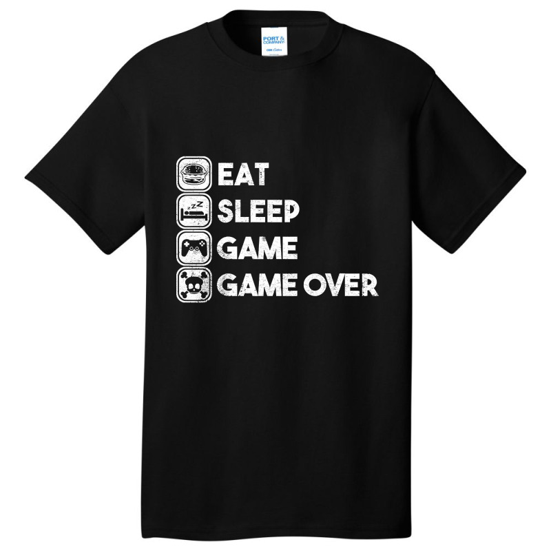 Eat Sleep Game Game Over Basic T-shirt by Beers Pulido | Artistshot