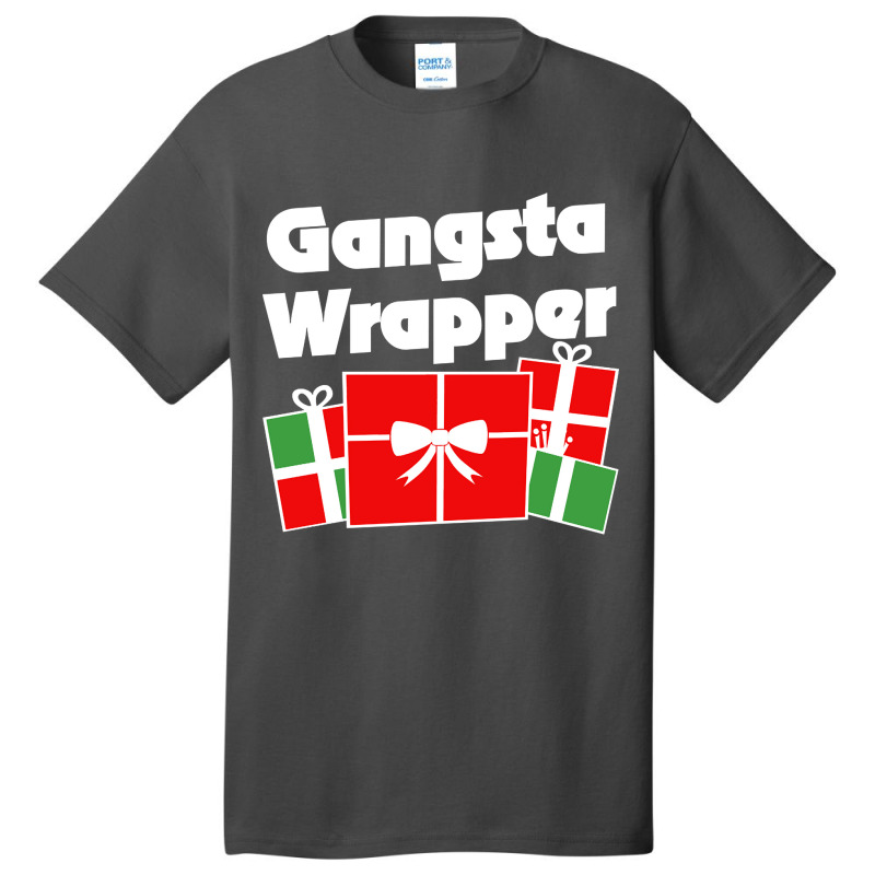 Gangsta Wrapper Christmas Humor Basic T-shirt by poppyallen | Artistshot