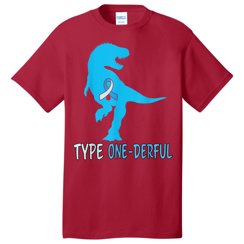 Type 1 Diabetes Awareness Ribbon T1d T Rex Dinosaur Boys T Shirt Basic T-shirt by maryannmjra8 | Artistshot