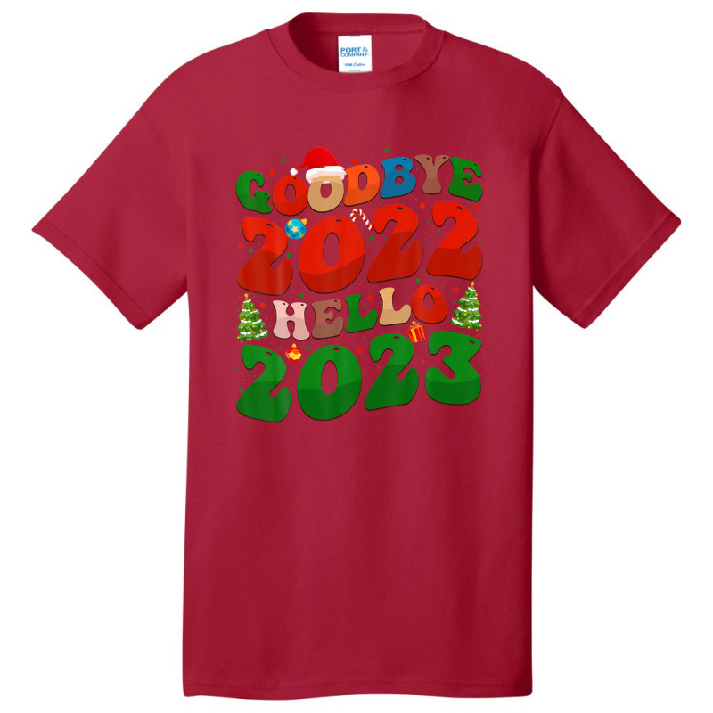 Goodbye 2022 Hello 2023 Retro Groovy Christmas New Year 2023 Basic T-shirt | Artistshot