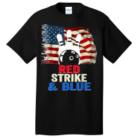 Patriotic Bowling 4th Of July Red Strike & Blue Usa Flag Basic T-shirt | Artistshot