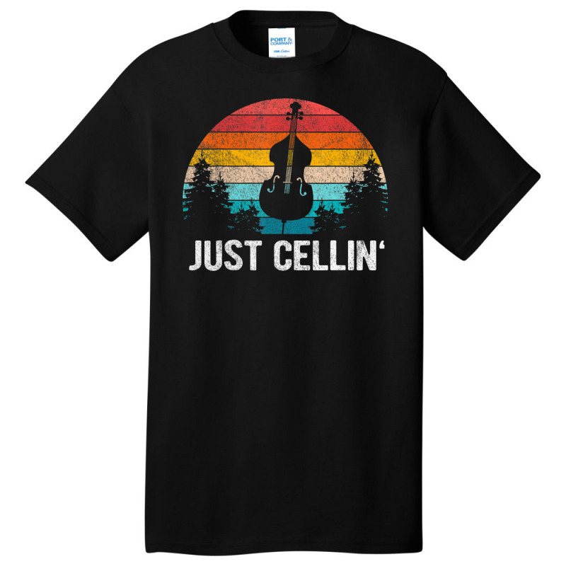 Just Cellin Cello Cellist Orchestra Musician Retro Basic T-shirt by Min06 | Artistshot