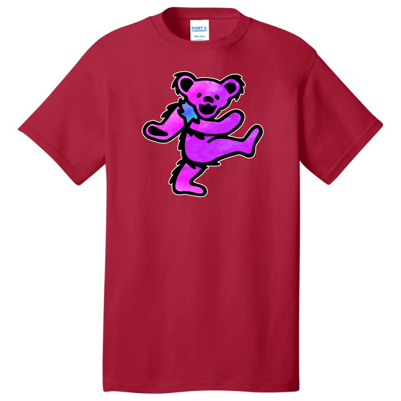 Pink Grateful Dancing Hippie Classic Rock Dead Bear Basic T-shirt | Artistshot