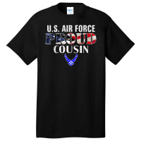 Us Proud Air Force Cousin With American Flag Veteran Basic T-shirt | Artistshot