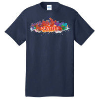 Seattle City Skyline Washington State Casual Gifts Pullover Hoodie Basic T-shirt | Artistshot