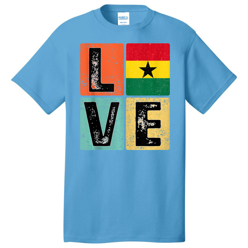 Vintage Retro I Love Ghana Flag For Ghanaian Pride Basic T-shirt | Artistshot