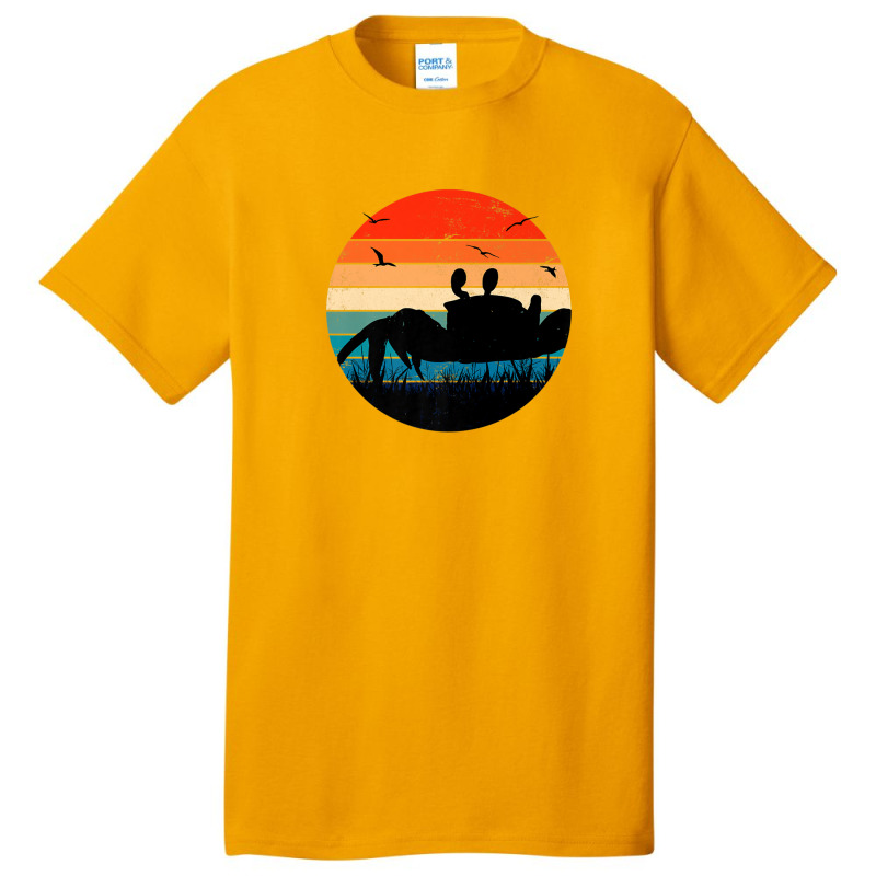 Retro Crab Sunset - Crustacean Core Shellfish Beach Spider Basic T-shirt | Artistshot