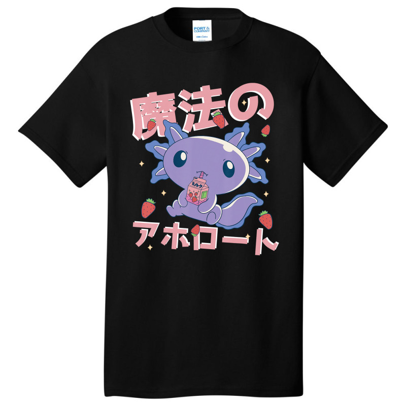 Japanese Strawberry Milk Shake Anime Pink Kawaii Aesthetic Axolotl Mat Basic T-shirt by Min05 | Artistshot