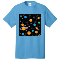 Aliens And Planets A Vector Pattern Wallpaper Ecopop Basic T-shirt | Artistshot