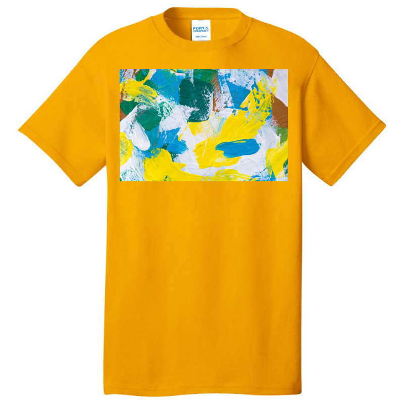 Yellow Paint Textured Basic T-shirt by ElaineABernard | Artistshot