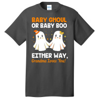 Baby Shower Grandma Halloween Gender Reveal Booy Or Ghoul Basic T-shirt | Artistshot