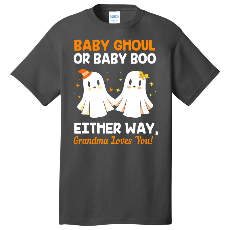 Baby Shower Grandma Halloween Gender Reveal Booy Or Ghoul Basic T-shirt by HANANELArtist | Artistshot