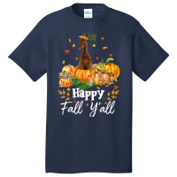 Happy Fall Y All Horse Thanksgiving Horse Lover Halloween Basic T-shirt | Artistshot