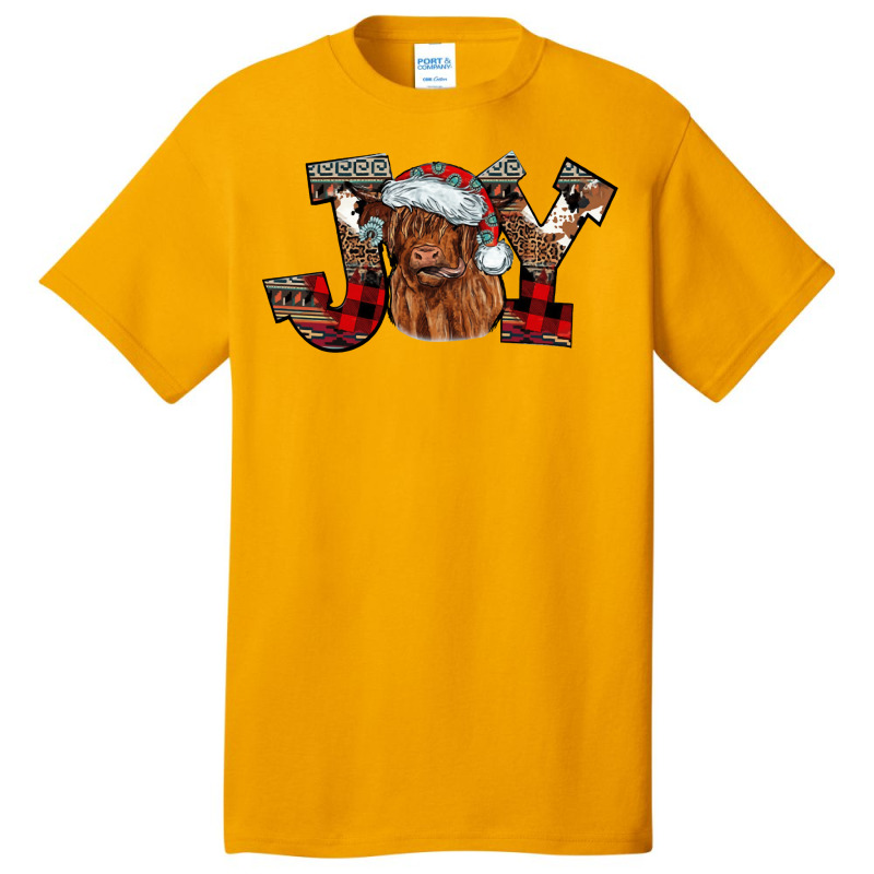 Highland Cow Christmas Joy Be Merry And Bright Western Cow Sweatshirt Basic T-shirt | Artistshot