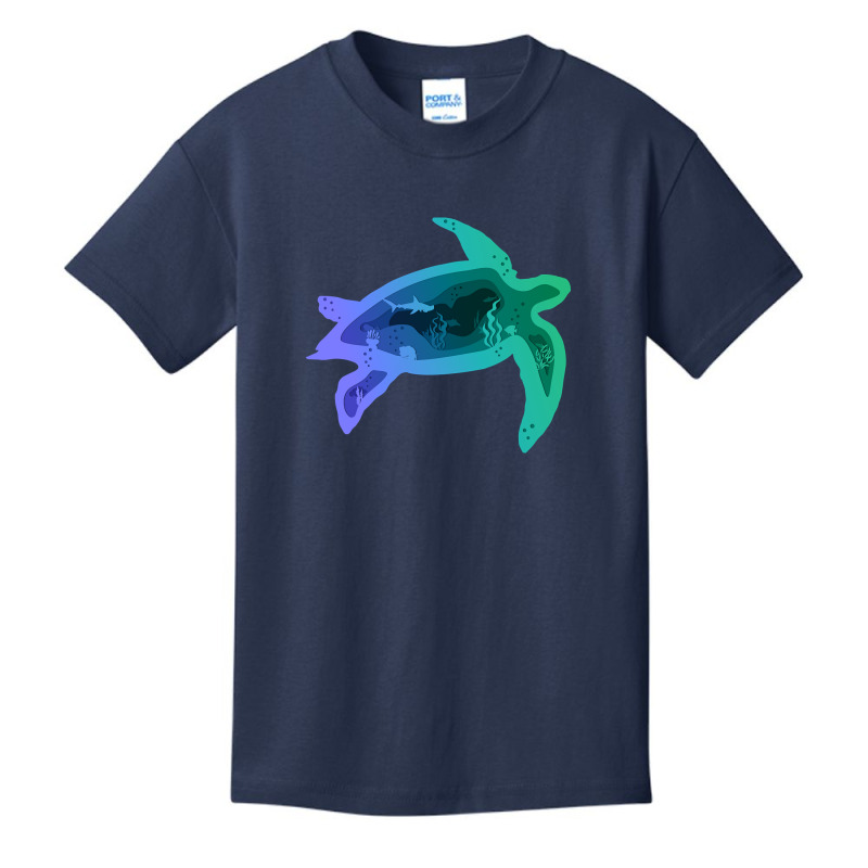 Sea Turtle Layer Cave _ Blue Green Basic Youth T-shirt | Artistshot