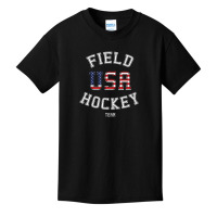 American Flag Usa Field Hockey Player Gift Basic Youth T-shirt | Artistshot