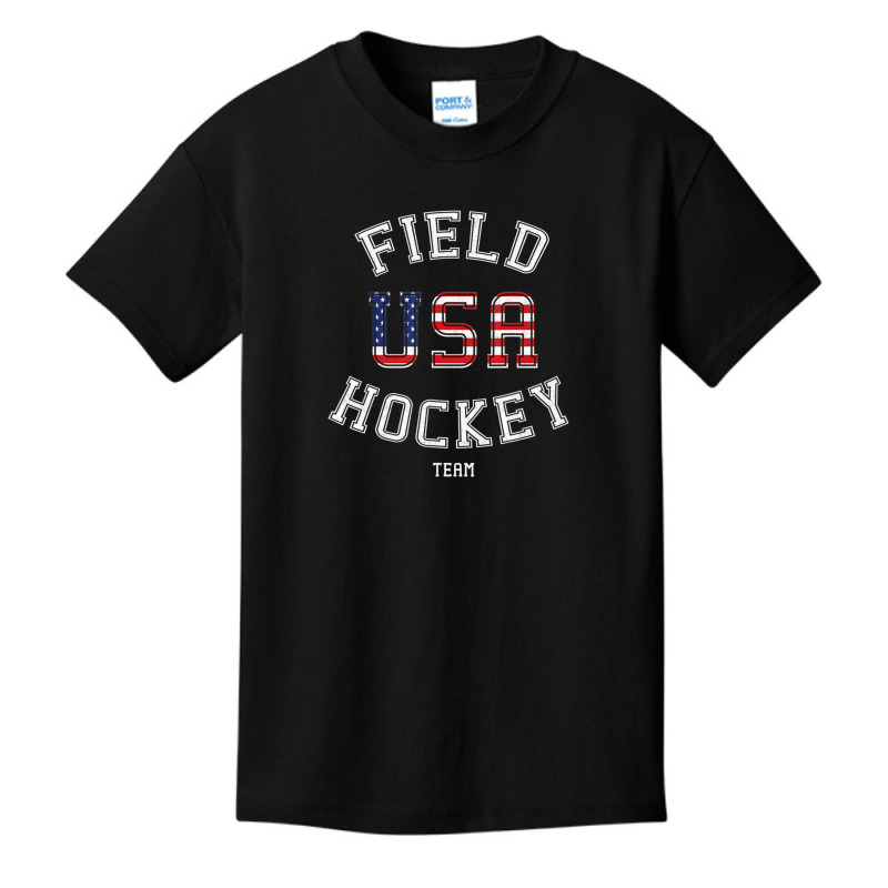 American Flag Usa Field Hockey Player Gift Basic Youth T-shirt by degreesgunner | Artistshot