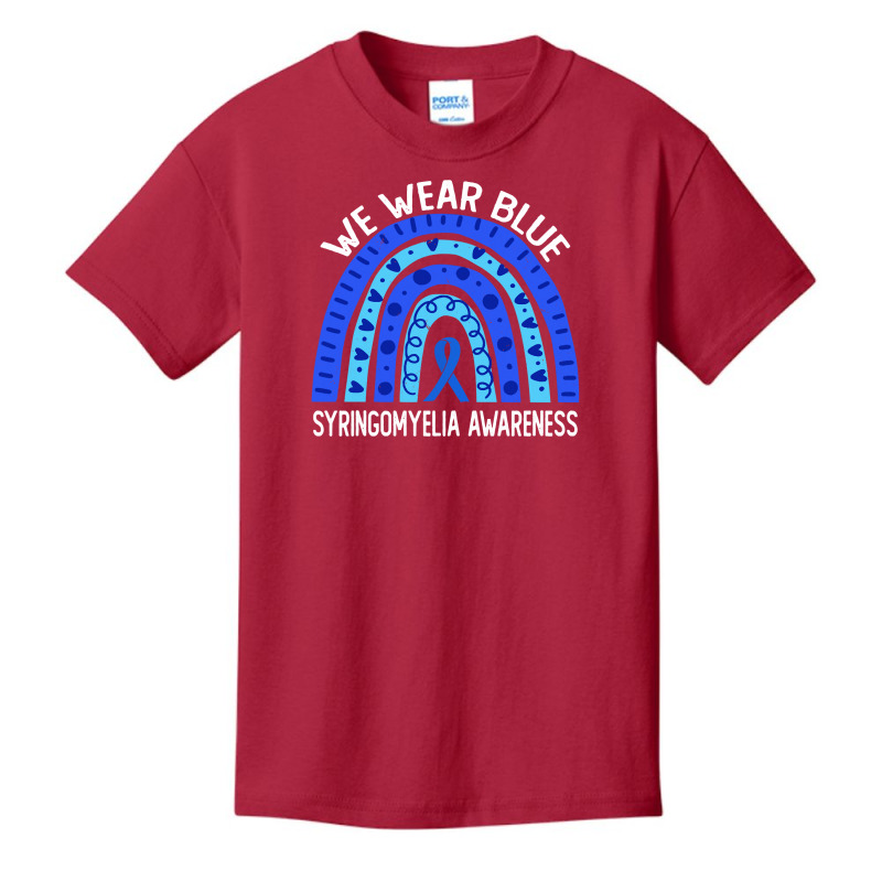 We Wear Blue For Syringomyelia Awareness Blue Rainbow Pullover Hoodie Basic Youth T-shirt | Artistshot