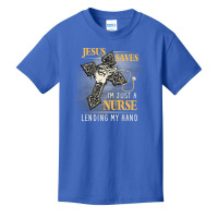 Jesus Saves I_m Just A Nurse Lending My Hand Basic Youth T-shirt | Artistshot