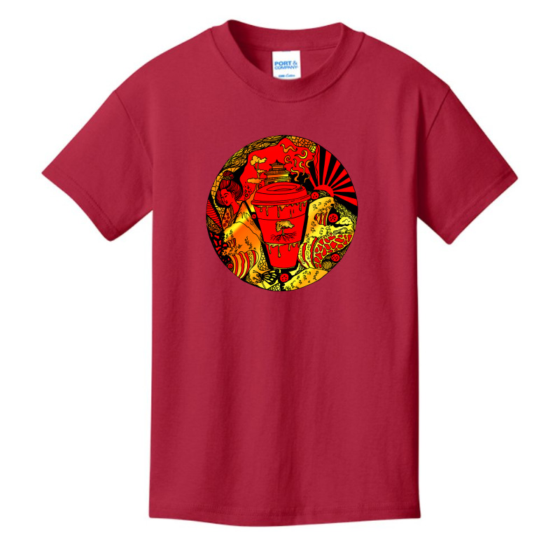 Gold And Red Coffee In Japan Basic Youth T-shirt by Pannell Quintero | Artistshot