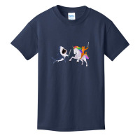 Funny Cat Riding Magical Unicorn Sword Fighting Shark Basic Youth T-shirt | Artistshot