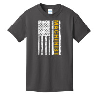 Machinist Us Flag Distressed Machining Lathe Milling Turning T Shirt Basic Youth T-shirt | Artistshot