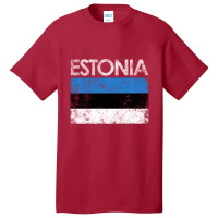 Vintage Estonia Estonian Flag Pride Gift Basic T-shirt | Artistshot