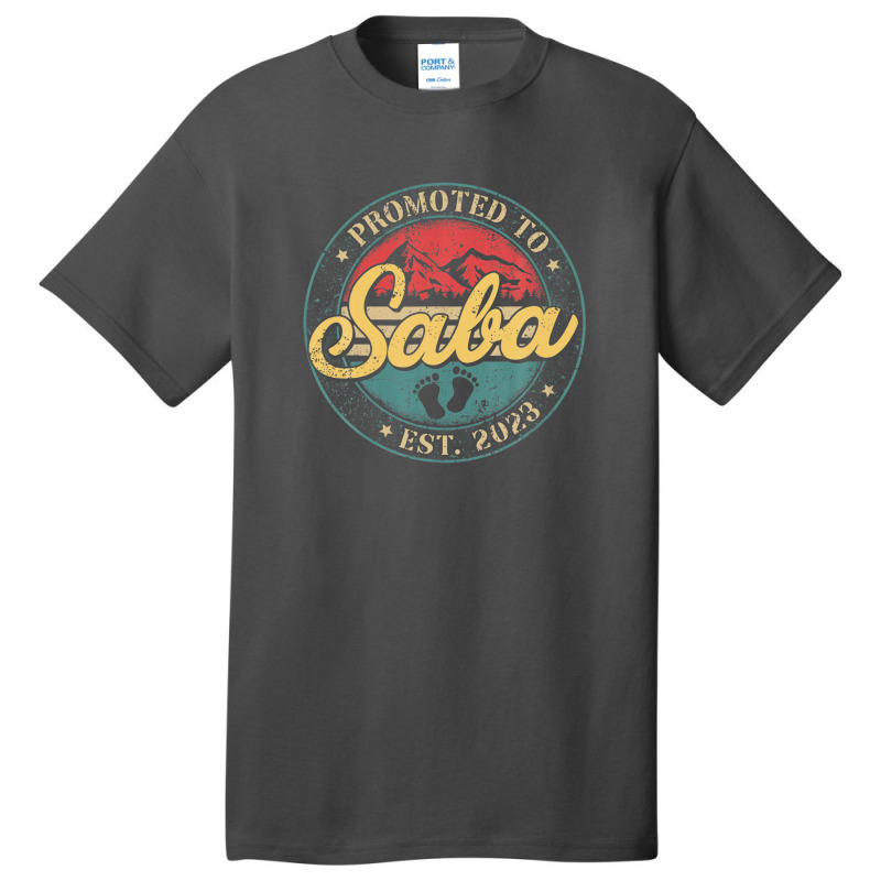 Mens Vintage New Grandpa Promoted To Saba 2023 Baby Announcement Basic T-shirt | Artistshot