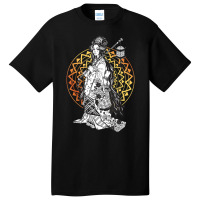 Japanese Geisha In Kimono Tokyo Floral Mandala Basic T-shirt | Artistshot