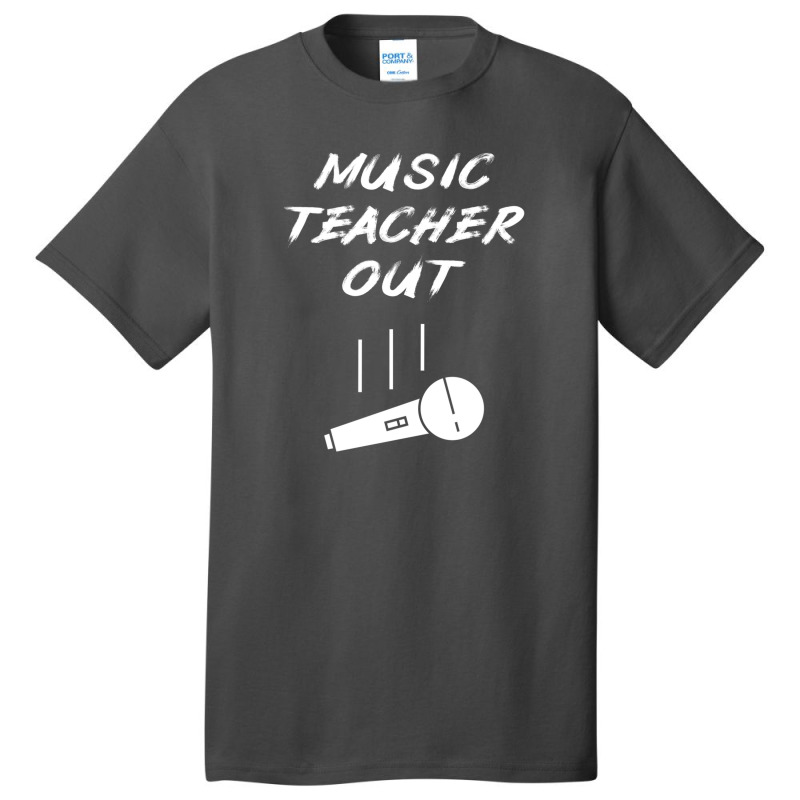 Retired Music Teacher Out Retirement Mic Drop End Of Year Retiring Gif Basic T-shirt | Artistshot