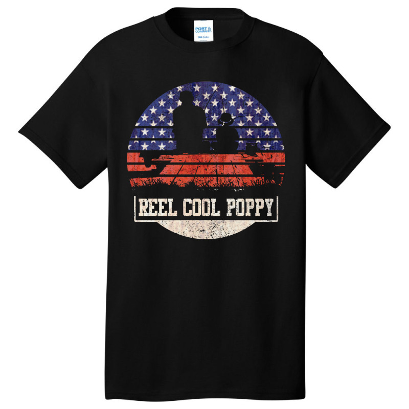 Mens Reel Cool Poppy Fish Fishing Usa    4th Of July Gifts 3 Basic T-shirt | Artistshot