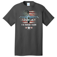 Hot Trend F16 Fighting Falcon American Flag Patriotic Usaf Basic T-shirt | Artistshot