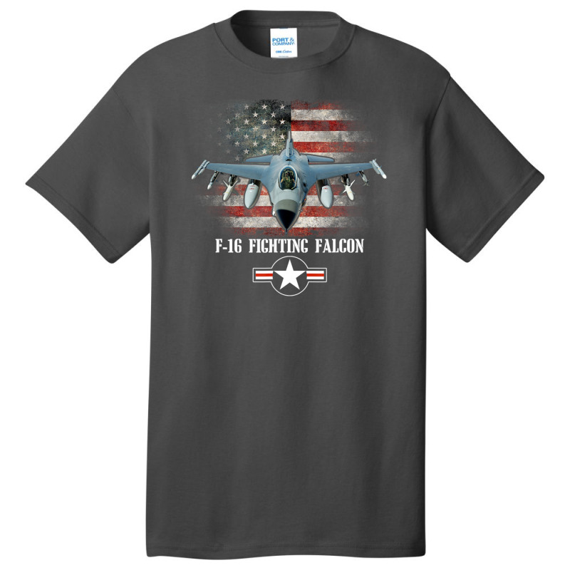 Hot Trend F16 Fighting Falcon American Flag Patriotic Usaf Basic T-shirt by quanghuydinh1 | Artistshot