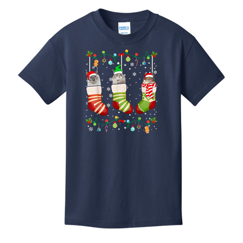 Cute Xmas Cat Pajama Siberian Christmas Socks T Shirt Basic Youth T-shirt by meritzjla | Artistshot